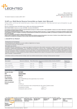 10.40% pa Multi Barrier Reverse Convertible sur Apple