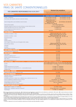 Garanties Frais de sant&eacute; Conventionnelles au 01/01/2017