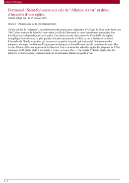 Dortmund : Saint-Sylvestre aux cris de &ldquo;Allahou