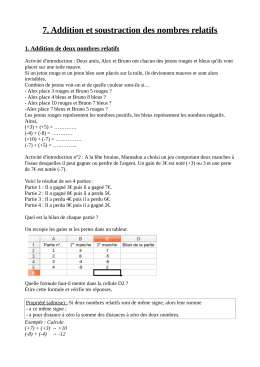 7. Addition et soustraction des nombres relatifs