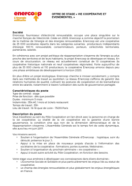 offre de stage &laquo; vie coop&eacute;rative et evenementiel