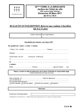 BULLETIN D`INSCRIPTION Réservé aux enfants