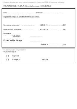 Coupon à retourner, avec votre règlement à l