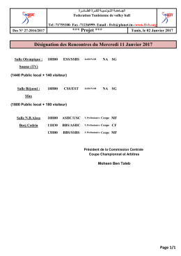 Projet *** Désignation des Rencontres du Mercredi 11 Janvier 2017