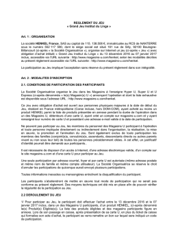 REGLEMENT DU JEU