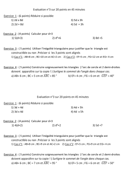 Evaluation n°3 sur 20 points en 45 minutes Exercice 1