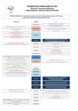 Planning 2016 d`Admission et de Maintien dans le PES