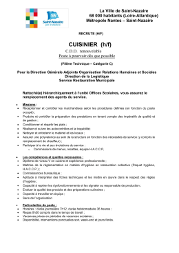 CUISINIER (h/f) - Ville de Saint