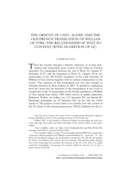 the ordene de chevalerie and the old french