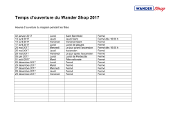 &Ouml;ffnungszeiten Wander Shop