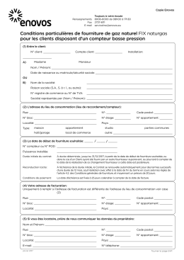 Conditions particulières de fourniture de gaz naturel FIX