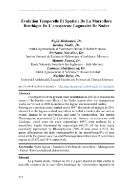 Evolution Temporelle Et Spatiale De La Macroflore Benthique De L