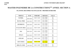 Planning de l`examen de la 2ème année Master