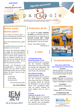 Carnet paroissial Profession de foi A noter Bonne ann&eacute;e, bonne sant&eacute;