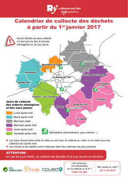 Calendrier de collecte des déchets à partir du 1er janvier 2017