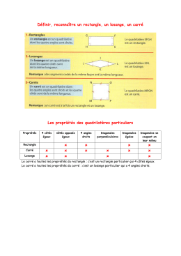 Page 1 Définir, reconnaître un rectangle, un losange, un carré Les