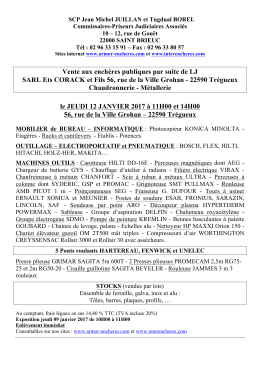 Vente aux ench&egrave;res publiques par suite de LJ SARL