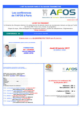 (conf. 04) le 26 janvier 2017. Prise en charge par le FIF PL de 290