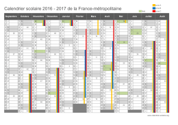 Calendrier scolaire 2016 - 2017 de la France