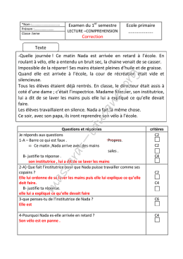 Ce matin Nada est arriv&eacute;e en retard &agrave;