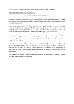 Tribune du Groupe Communiste et Républicain, Front de Gauche de