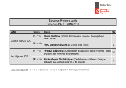 Epreuve Concours PACES Janvier 2017