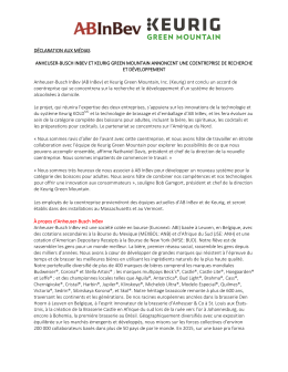 d&eacute;claration aux m&eacute;dias anheuser-busch inbev et keurig green