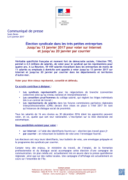 Communiqué de presse - Les services de l`Etat à La Réunion