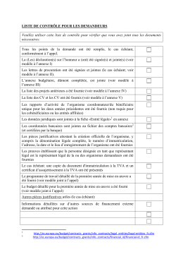 LISTE DE CONTRÔLE POUR LES DEMANDEURS