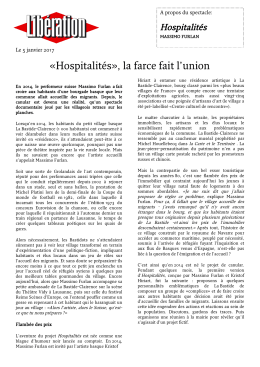 Hospitalités», la farce fait l`union
