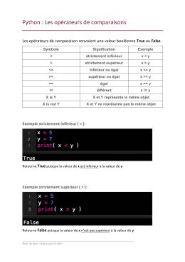 Python : Les opérateurs de comparaisons