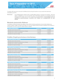 Les taux d`imposition 2016