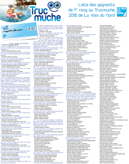 Liste des gagnants de 1er rang au Trucmuche 2016 de La Voix du