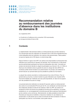 Recommandation relative au remboursement des journées