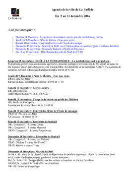 agenda du 9 au 31 décembre 2016