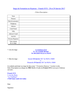 Stage de Formation en Hypnose &ndash; Franck SYX