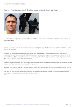 Berlin : Perquisition chez 2 Tunisiens suspect&eacute;s de lien