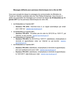Messages d&eacute;filants pour panneaux &eacute;lectroniques de la ville de XXX