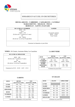 Horaires d`accueil en déchèteries pour les particuliers