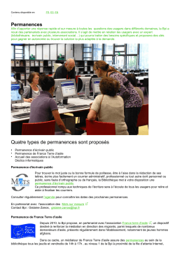 Quatre types de permanences sont propos&eacute;s