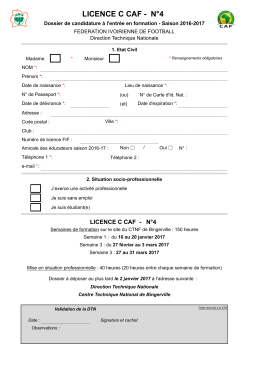 T&eacute;l&eacute;charger le dossier d`inscription pour la licence C CAF