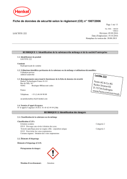 Fiche de données de sécurité selon le règlement (CE) n