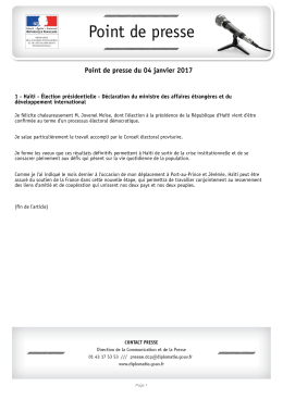 Point de presse du 04 janvier 2017