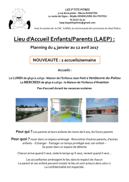 Planning des prochaines rencontres