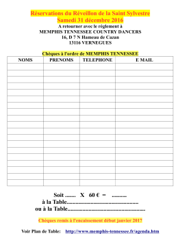 Fiche de reservations - Memphis Tennessee Country Dancers