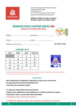 réservation cantine repas pai - Briançon