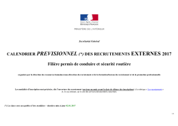 CALENDRIER PREVISIONNEL (*) DES RECRUTEMENTS