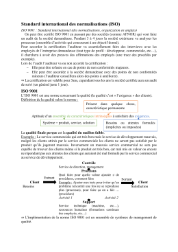 Standard international des normalisations (ISO) - pierre