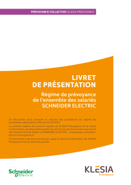 livret de présentation - Klesia Schneider Electric Prévoyance