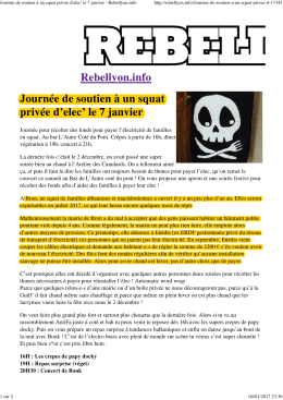 Journ&eacute;e de soutien &agrave; un squat priv&eacute;e d`elec` le 7 janvier